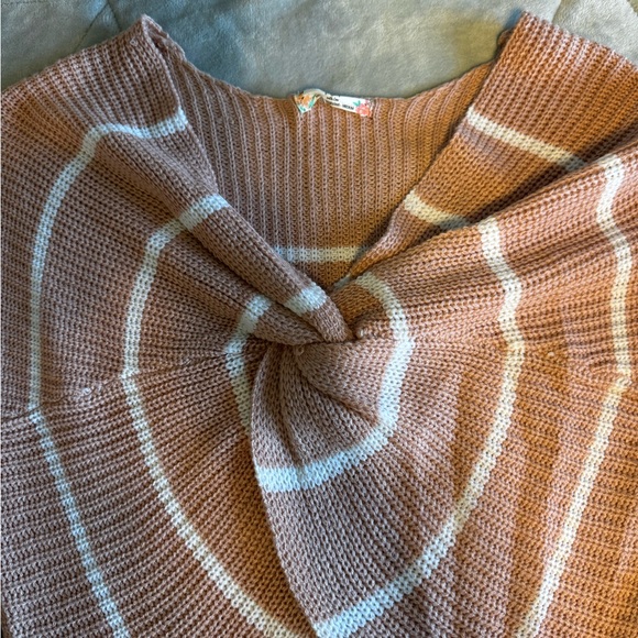 Hippie Rose Pink and White V-Neck Sweater - Picture 2 of 2